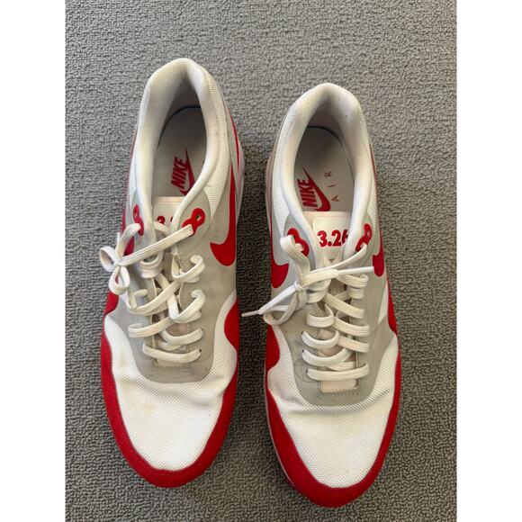 Nike Air‎ Max 1 Men's 10 White Red Running Shoes Sneakers - Picture 11 of 11